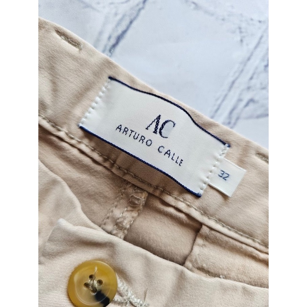 Arturo Calle Aiden Slim Fit Chino Pants Mens 32x32 Tan Khaki Cotton Trousers - Picture 3 of 14